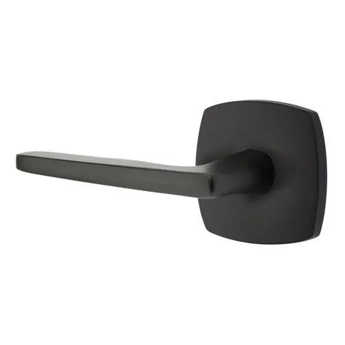 Emtek Hermes Lever With Urban Modern Rosette in Flat Black finish