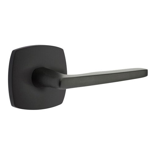 Emtek Hermes Lever With Urban Modern Rosette in Flat Black finish