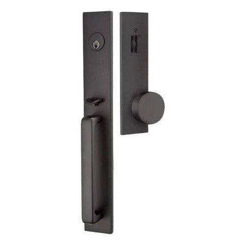 Emtek Lausanne Entrance Handleset With Round Knob in Flat Black finish