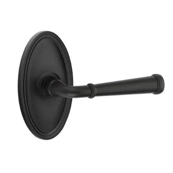 Emtek Merrimack Lever With Oval Rosette in Flat Black finish