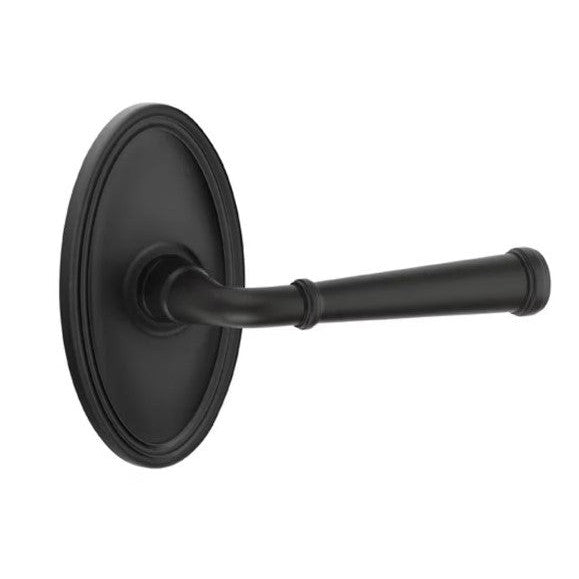 Emtek Merrimack Lever With Oval Rosette in Flat Black finish