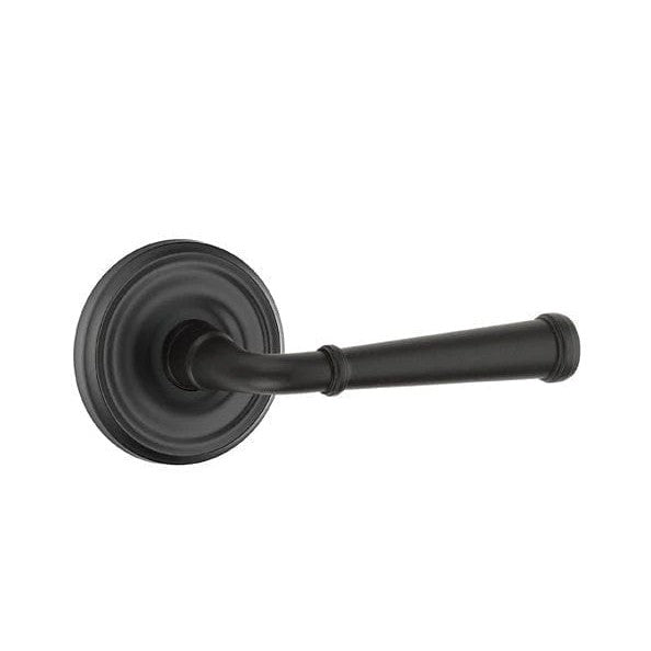 The Emtek Merrimack Lever With Regular Rosette in Flat Black finish