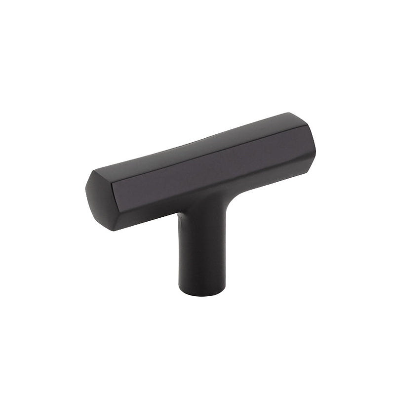 The Emtek Mod Hex T-Knob 2" in Flat Black finish