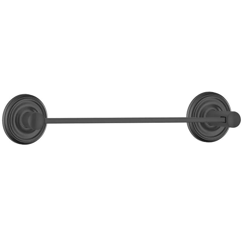 Emtek Modern Brass Towel Bar (30" Wide) With Regular Rosette in Flat Black finish