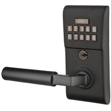 Emtek Modern Electronic Keypad Leverset with Hercules Lever in Flat Black finish