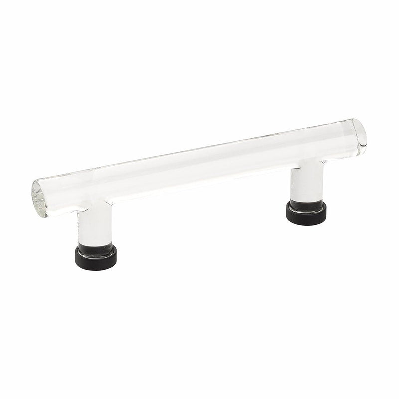 The Emtek Modern Glass Bar Cabinet Pull, 4" Center to Center in Flat Black finish