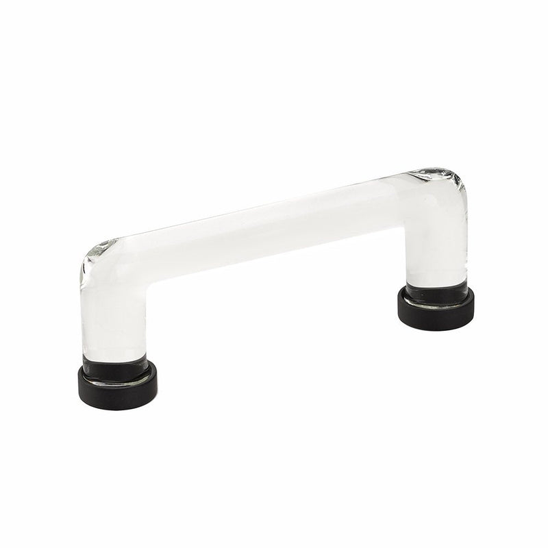 The Emtek Modern Glass Cabinet Pull, 4" Center to Center in Flat Black finish