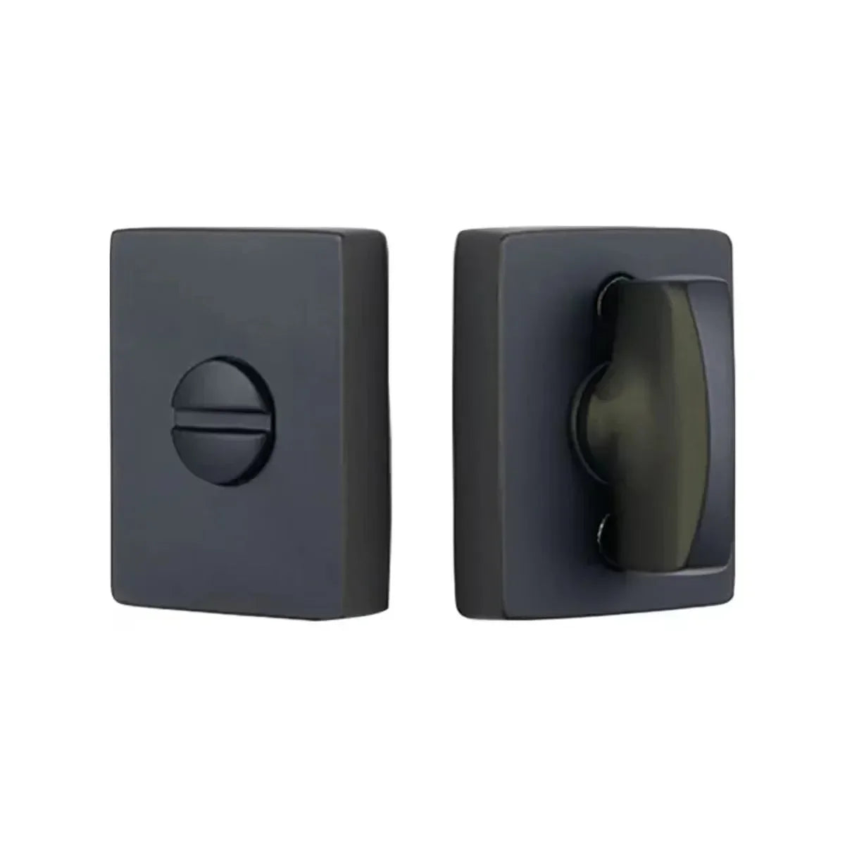 The Emtek Modern Thumbturn Privacy Bolt in Flat Black finish.