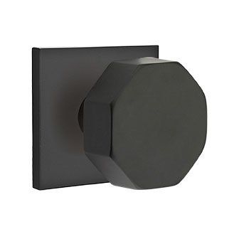 Emtek Octagon Knob with Square Rosette in Flat Black finish