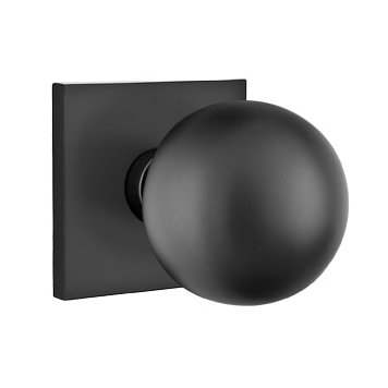 Emtek Orb Knob with Square Rosette in Flat Black finish