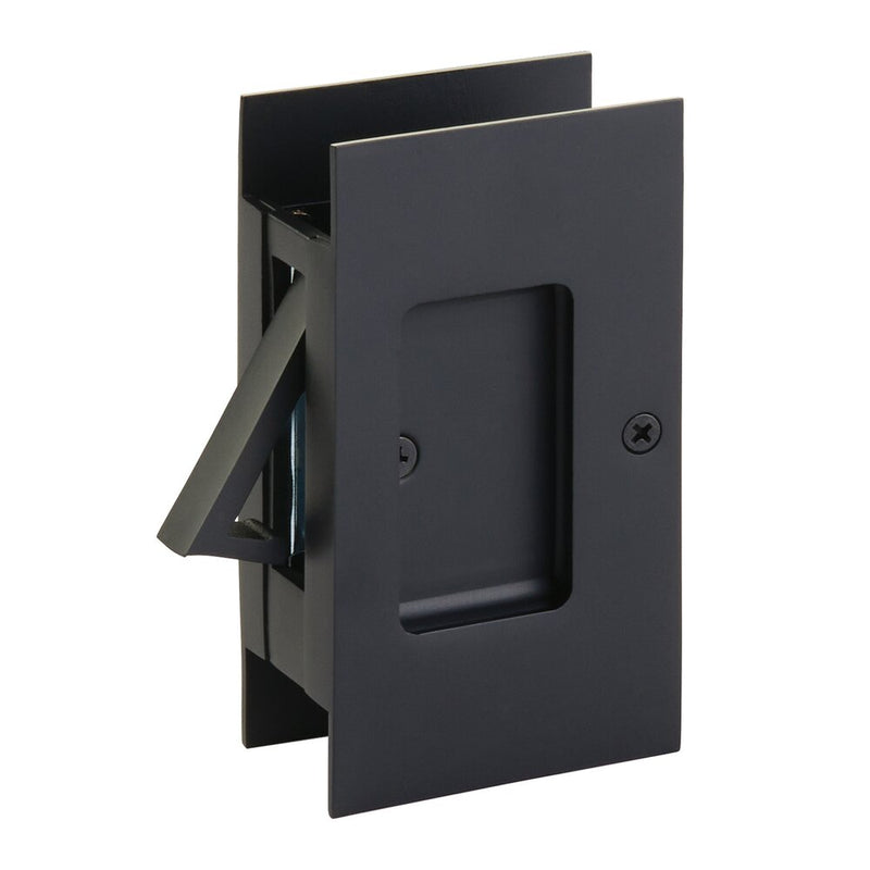 Emtek Passage Modern Rectangular Pocket Door Lock in Flat Black finish