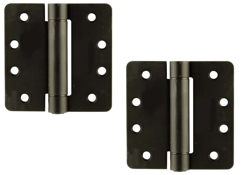 Emtek Plated Steel UL Listed Spring Hinge, 4" x 4" with 1/4" Radius Corners in Flat Black finish