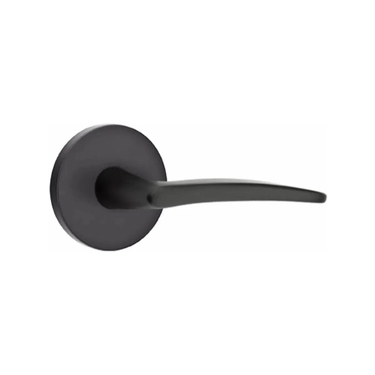 Emtek Poseidon Lever With Disk Rosette in Flat Black finish