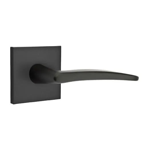 Emtek Poseidon Lever With Square Rosette in Flat Black finish