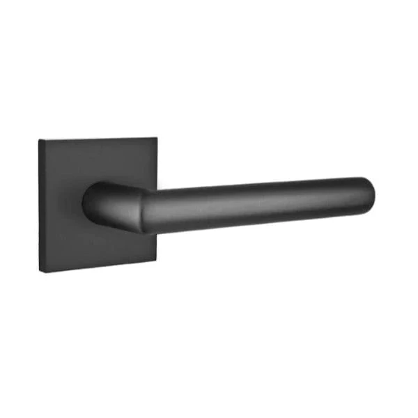 The Emtek Privacy Stuttgart Lever With Square Rosette in Flat Black finish