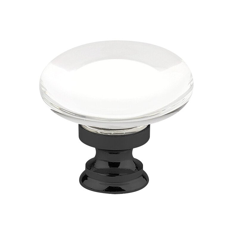 The Emtek Providence Glass Cabinet Knob in Flat Black finish