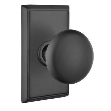 Emtek Providence Knob with Rectangular Rosette in Flat Black finish