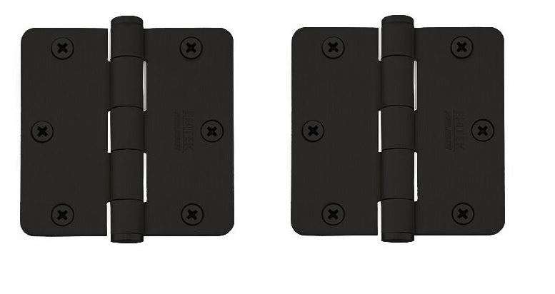 Emtek Residential Duty Solid Brass Plain Bearing Hinge, 3.5" x 3.5" with 1/4" Radius Corners in Flat Black finish