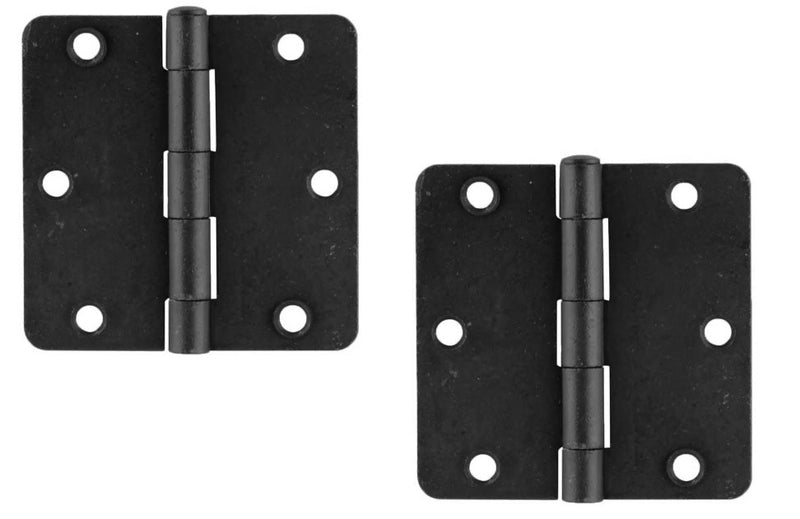 Emtek Residential Duty Steel Plain Bearing Hinge, 3.5" x 3.5" with 1/4" Radius Corners in Flat Black finish