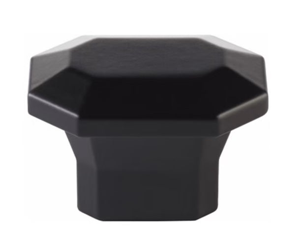 The Emtek Riviera Rectangle Knob in Flat Black finish