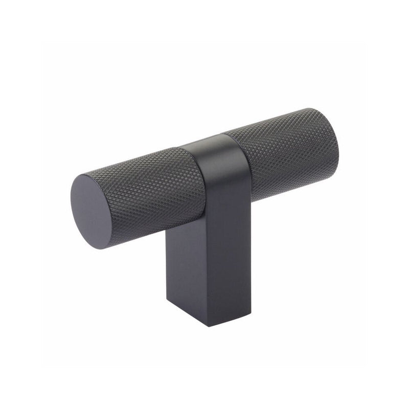 Emtek Select Bar Knurled Cabinet T-Knob, 3 1/8" in Flat Black finish