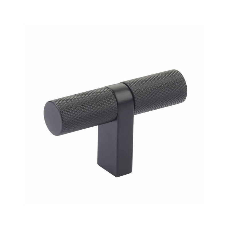 The Emtek Select Bar Knurled Cabinet T-Knob, 2 1/4" in Flat Black finish