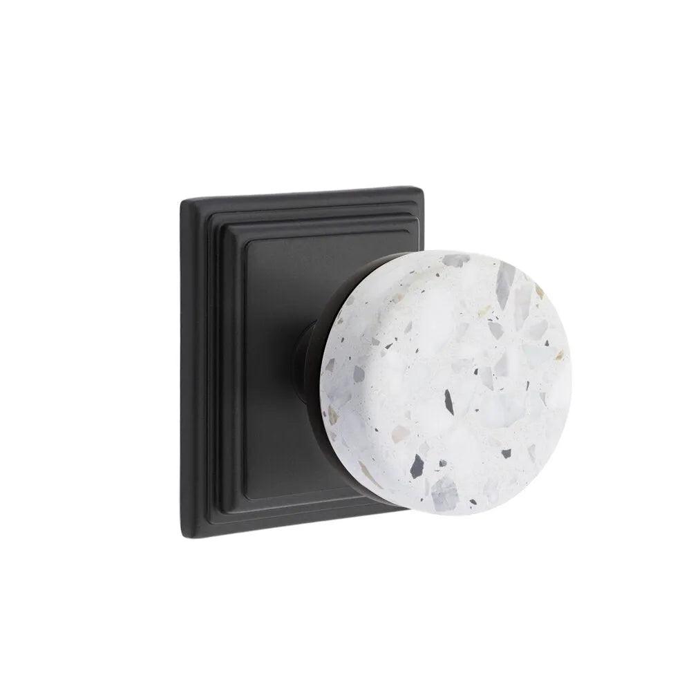 Emtek Select Conical Terrazzo Knob with Wilshire Rosette in Flat Black finish