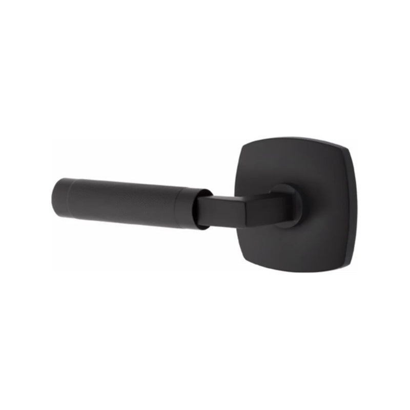 Emtek Select L-Square Knurled Lever with Urban Modern Rosette in Flat Black finish