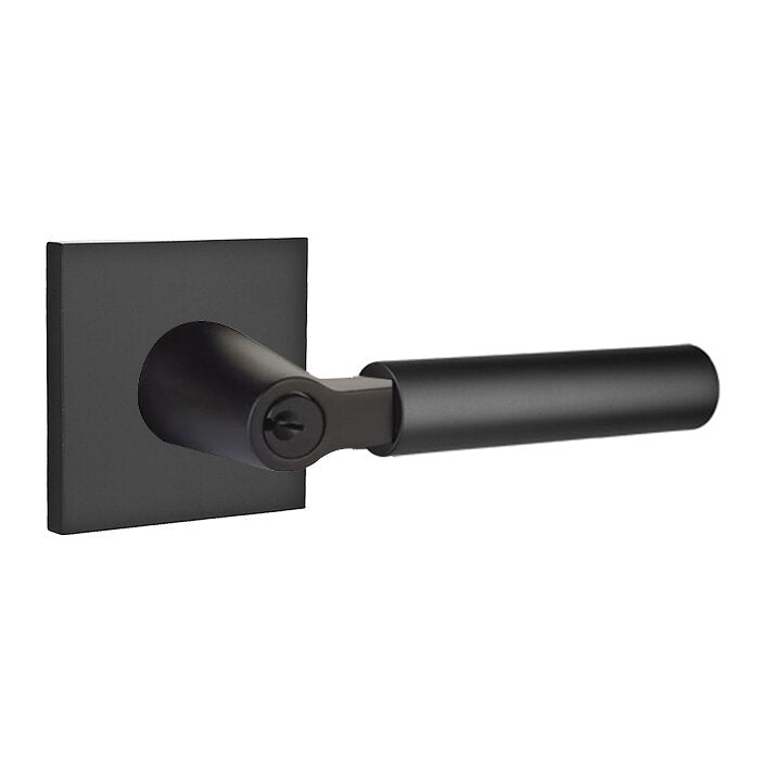 Emtek Select L-Square Smooth Key in Lever with Square Rosette in Flat Black finish