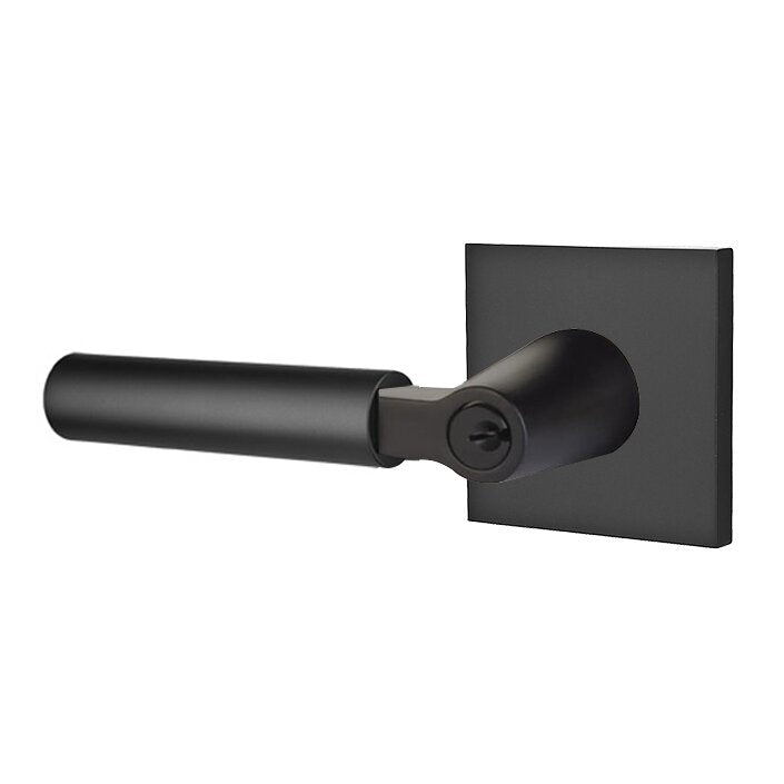 Emtek Select L-Square Smooth Key in Lever with Square Rosette in Flat Black finish