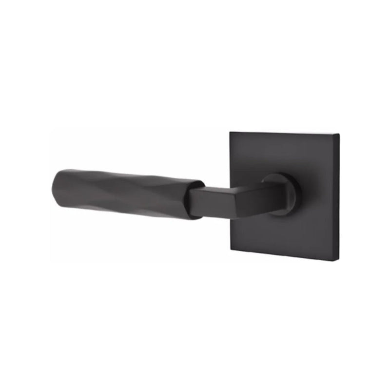 Emtek Select L-Square Tribeca Lever with Square Rosette in Flat Black finish