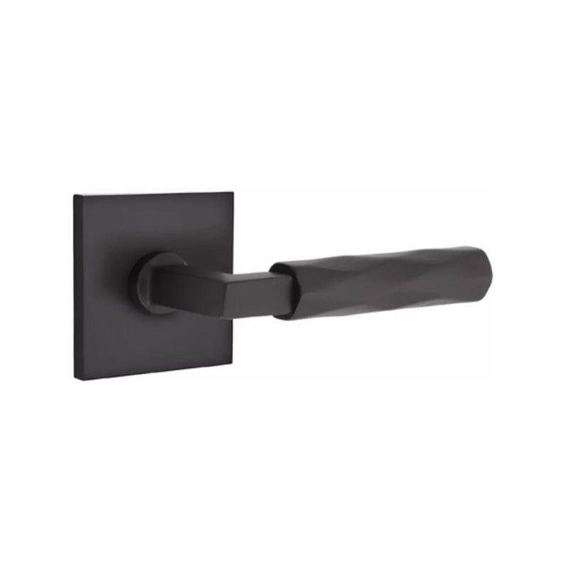 Emtek Select L-Square Tribeca Lever with Square Rosette in Flat Black finish