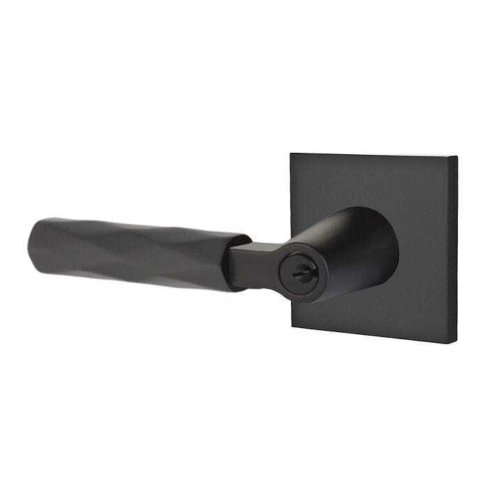 Emtek Select L-Square Tribeca Lever with Square Rosette in Flat Black finish