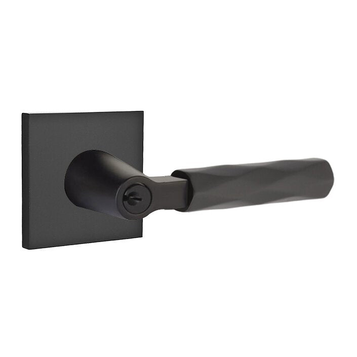 Emtek Select L-Square Tribeca Lever with Square Rosette in Flat Black finish