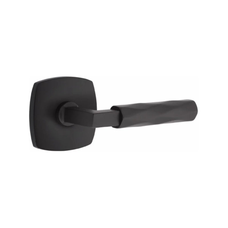 Emtek Select L-Square Tribeca Lever with Urban Modern Rosette in Flat Black finish