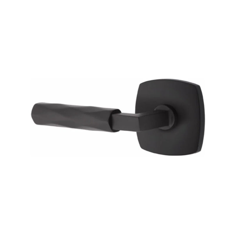 Emtek Select L-Square Tribeca Lever with Urban Modern Rosette in Flat Black finish