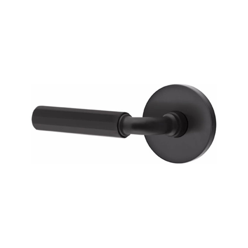 Emtek Select R-Bar Faceted Lever with Disk Rosette in Flat Black finish