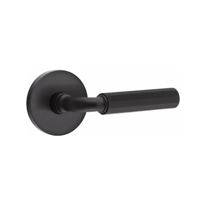 Emtek Select R-Bar Faceted Lever with Disk Rosette in Flat Black finish