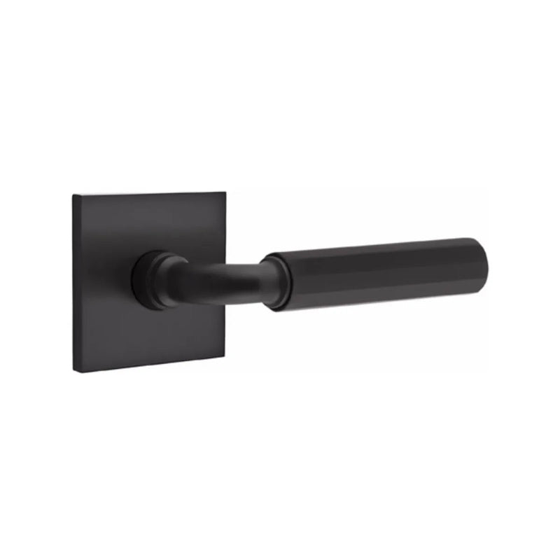 Emtek Select R-Bar Faceted Lever with Square Rosette in Flat Black finish