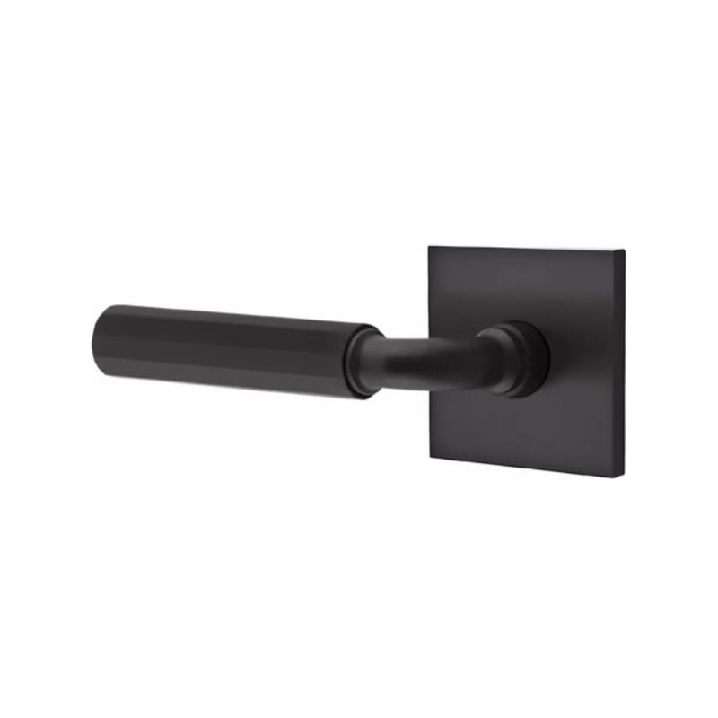 Emtek Select R-Bar Faceted Lever with Square Rosette in Flat Black finish