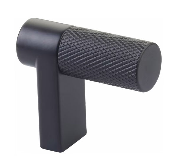 The Emtek Select Rectangular Knurled Cabinet Finger Pull 1 1/2" in Flat Black finish