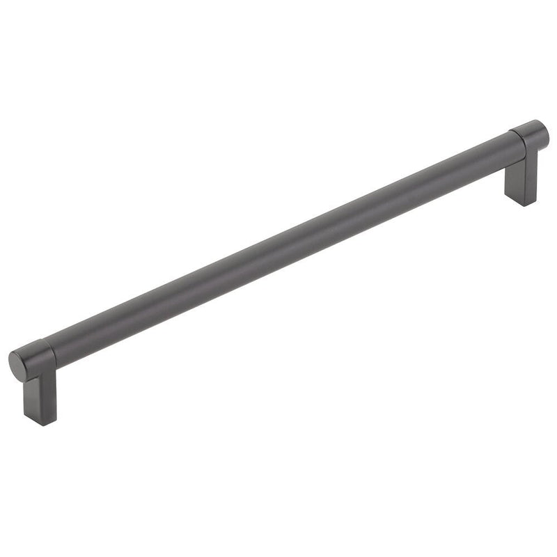 The Emtek Select Rectangular Stem Smooth Cabinet Pull in Flat Black finish