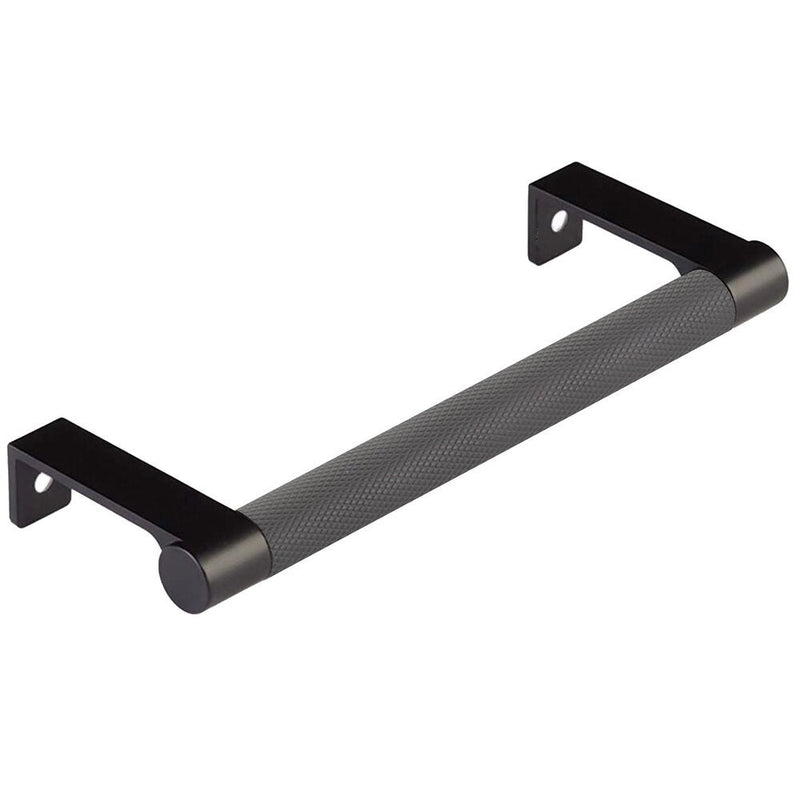 The Emtek Select Round Knurled Cabinet Edge Pull in Flat Black finish