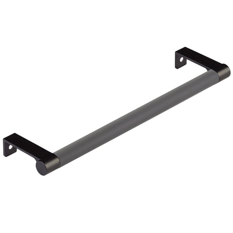 The Emtek Select Round Knurled Cabinet Edge Pull in Flat Black finish