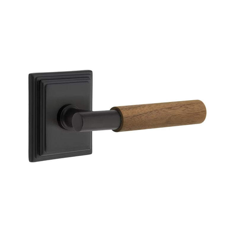 Emtek Select T-Bar Dark Walnut Lever with Wilshire Rosette in Flat Black finish