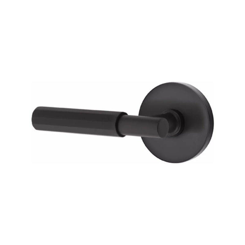 Emtek Select T-Bar Faceted Lever with Disk Rosette in Flat Black finish