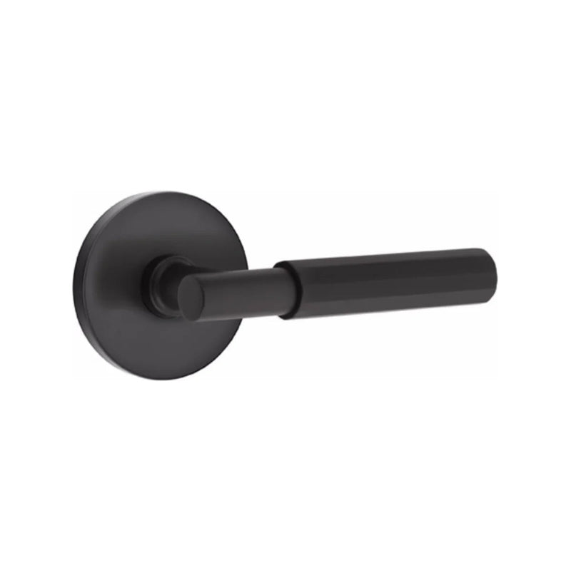 Emtek Select T-Bar Faceted Lever with Disk Rosette in Flat Black finish