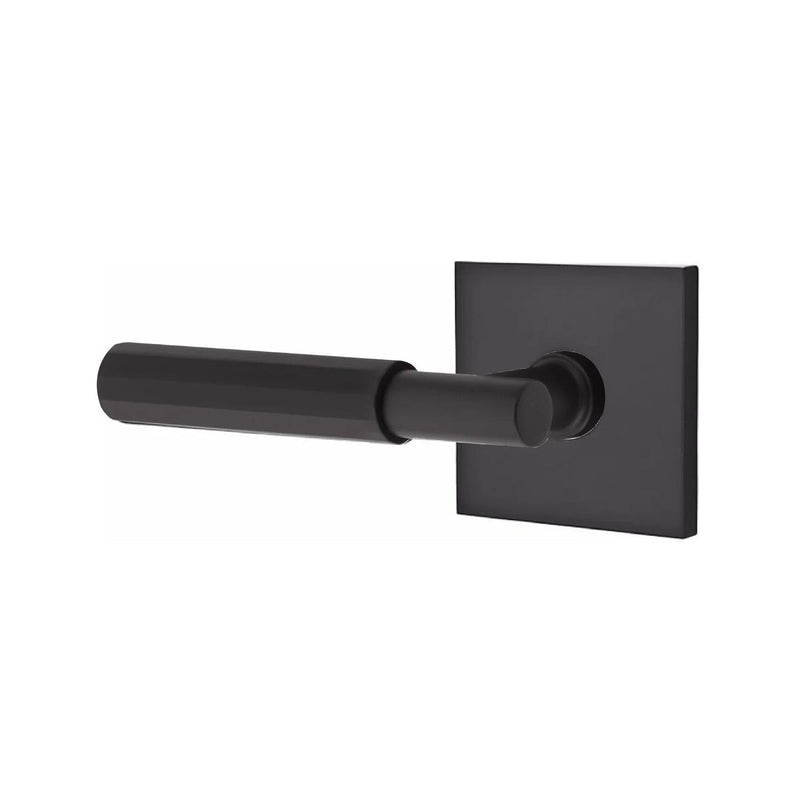 Emtek Select T-Bar Faceted Lever with Square Rosette in Flat Black finish