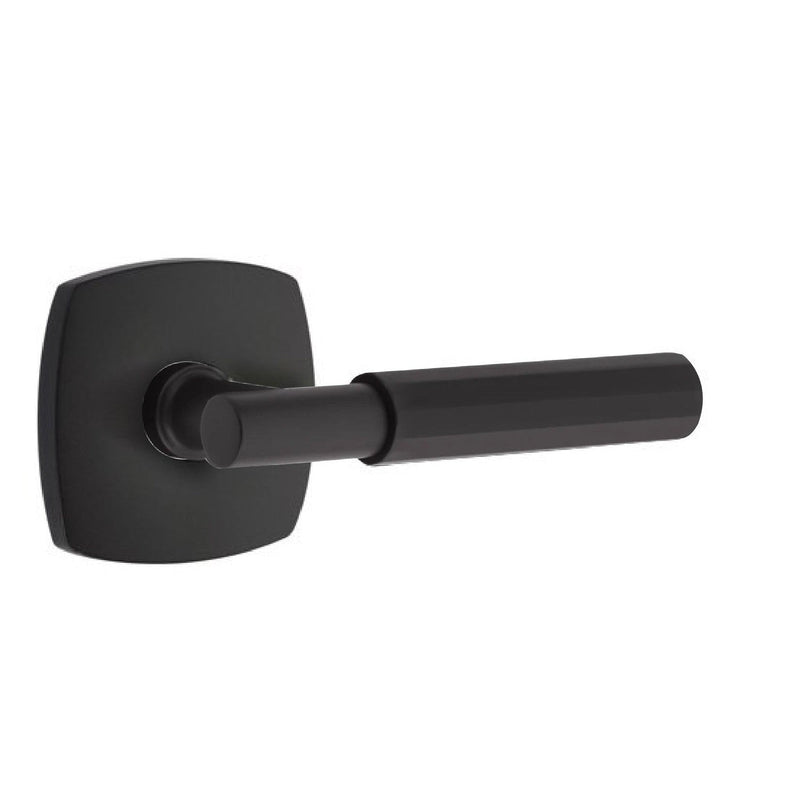 Emtek Select T-Bar Faceted Lever with Urban Modern Rosette in Flat Black finish