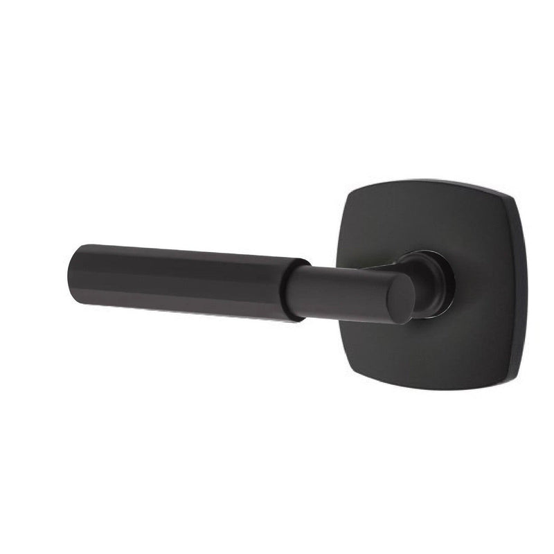 Emtek Select T-Bar Faceted Lever with Urban Modern Rosette in Flat Black finish